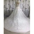 Guangzhou White Sleeveless Embroidered Tulle Design Ball Gown Wedding Dress